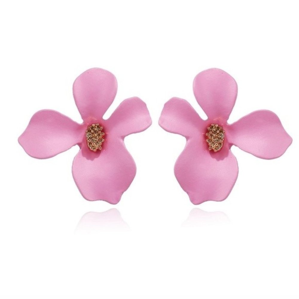 Pink Flower Earrings